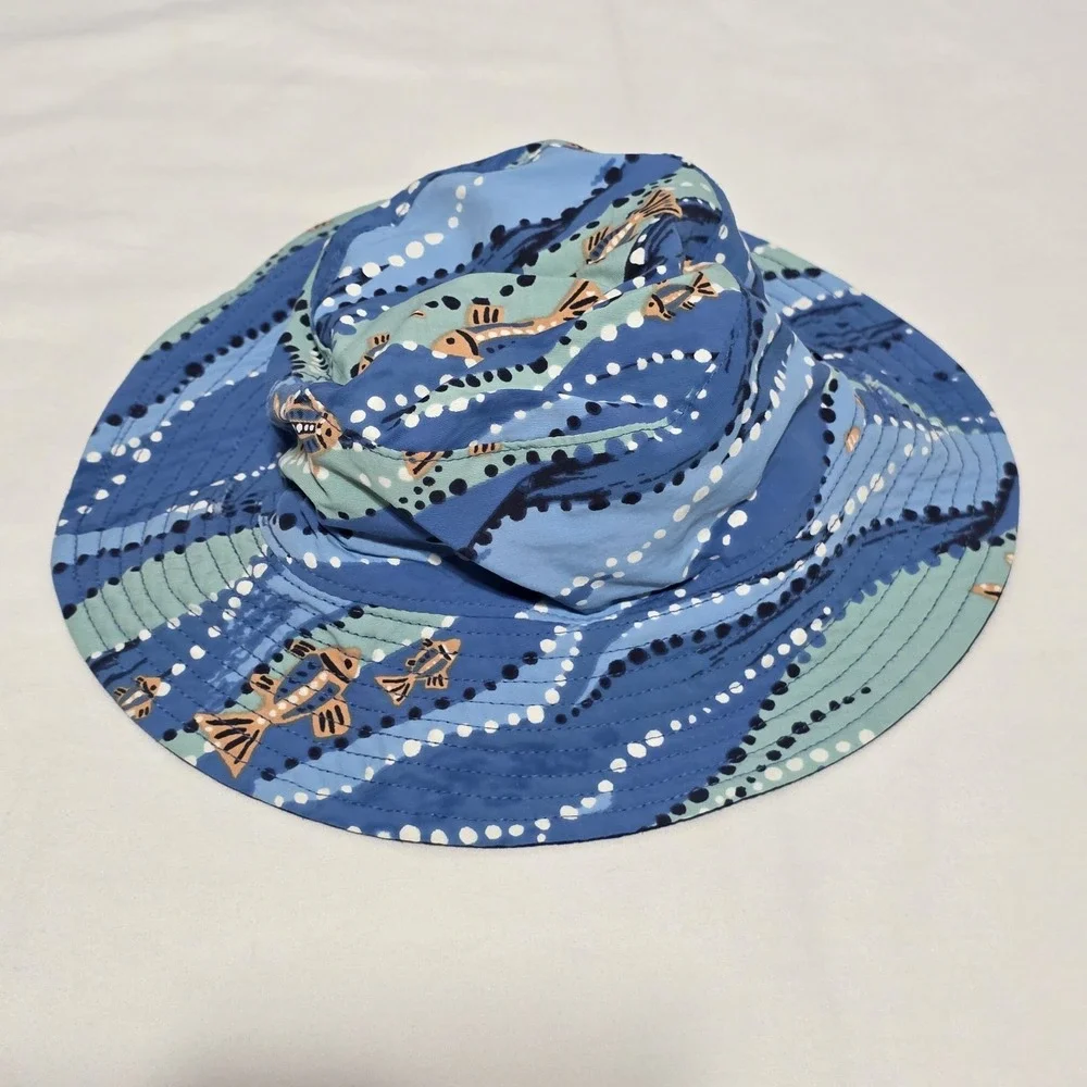 Patagonia Baby Infant Sun Bucket Hat Reversible - Fish Pattern - Size 12mo